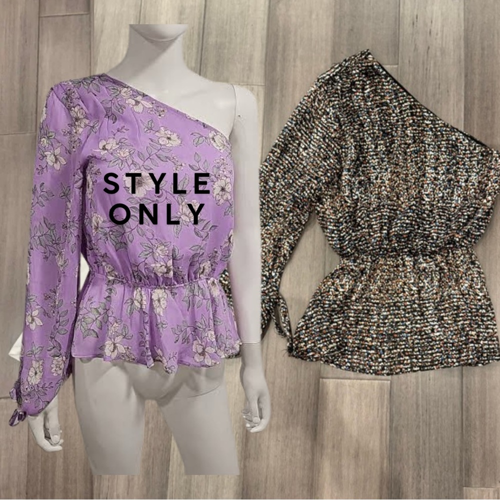 vici Drops Of Fall Printed One Shoulder Blouse | Size Small